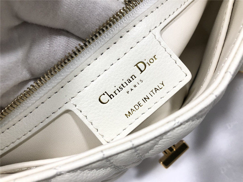 SMALL Dior CARO BAG Supple Cannage Calfskin White High