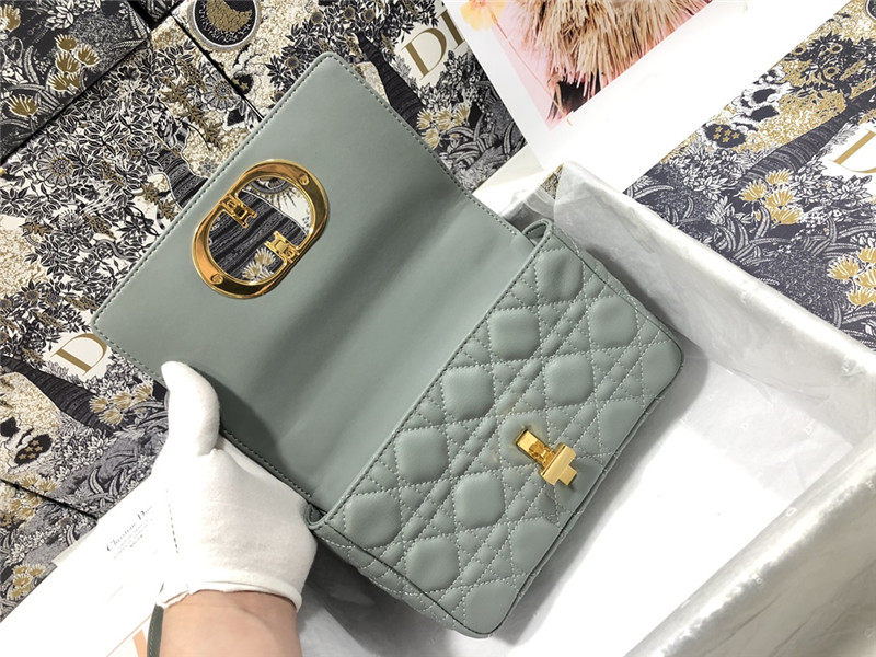 SMALL Dior CARO BAG Supple Cannage Calfskin Gray High