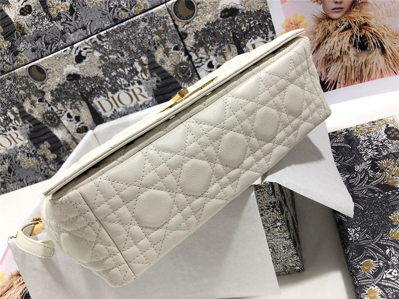 LARGE Dior CARO BAG Supple Cannage Calfskin White High