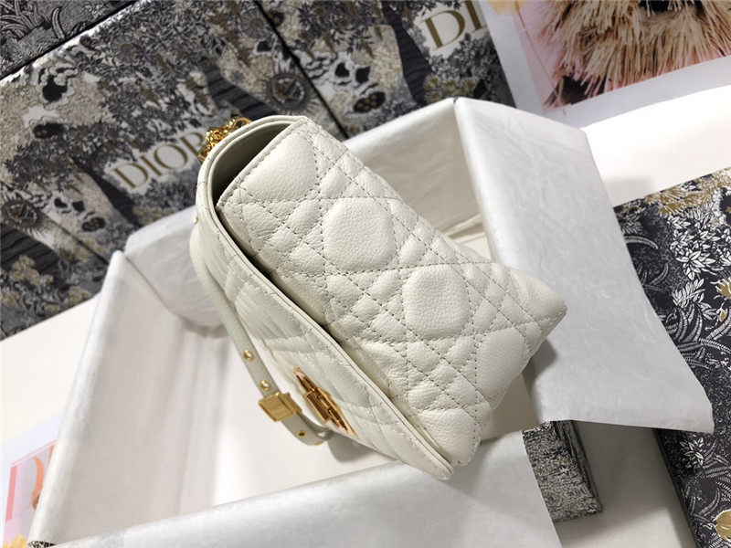 LARGE Dior CARO BAG Supple Cannage Calfskin White High