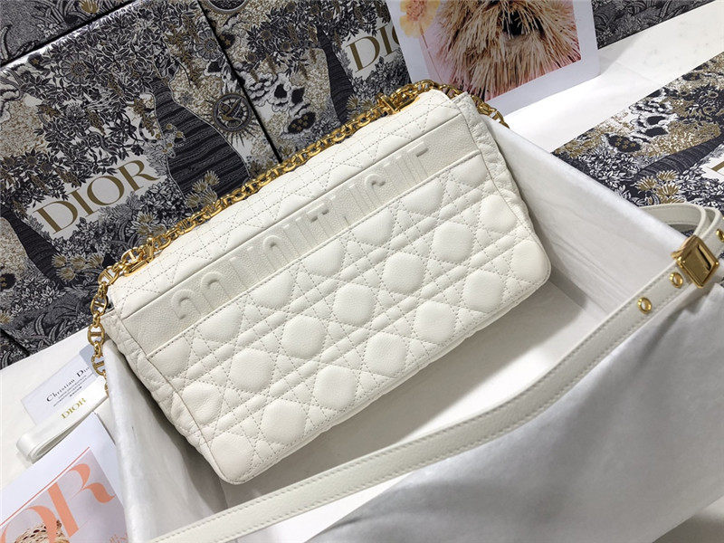 LARGE Dior CARO BAG Supple Cannage Calfskin White High