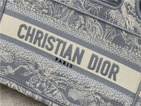 MINI Dior BOOK TOTE Toile de Jouy Embroidery Grey Reverse High