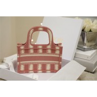 MINI Dior BOOK TOTE D-Stripes Embroidery Pink High