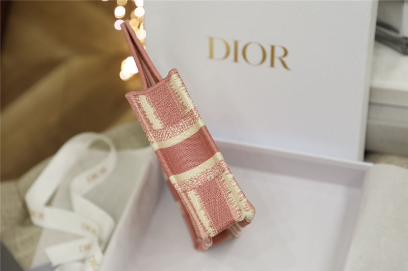 MINI Dior BOOK TOTE D-Stripes Embroidery Pink High