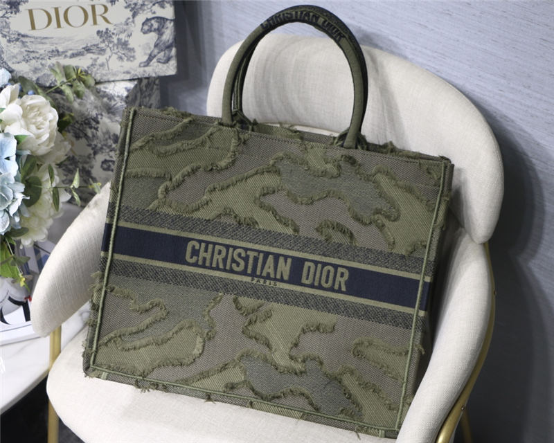 LARGE Dior BOOK TOTE Tassels Olive High