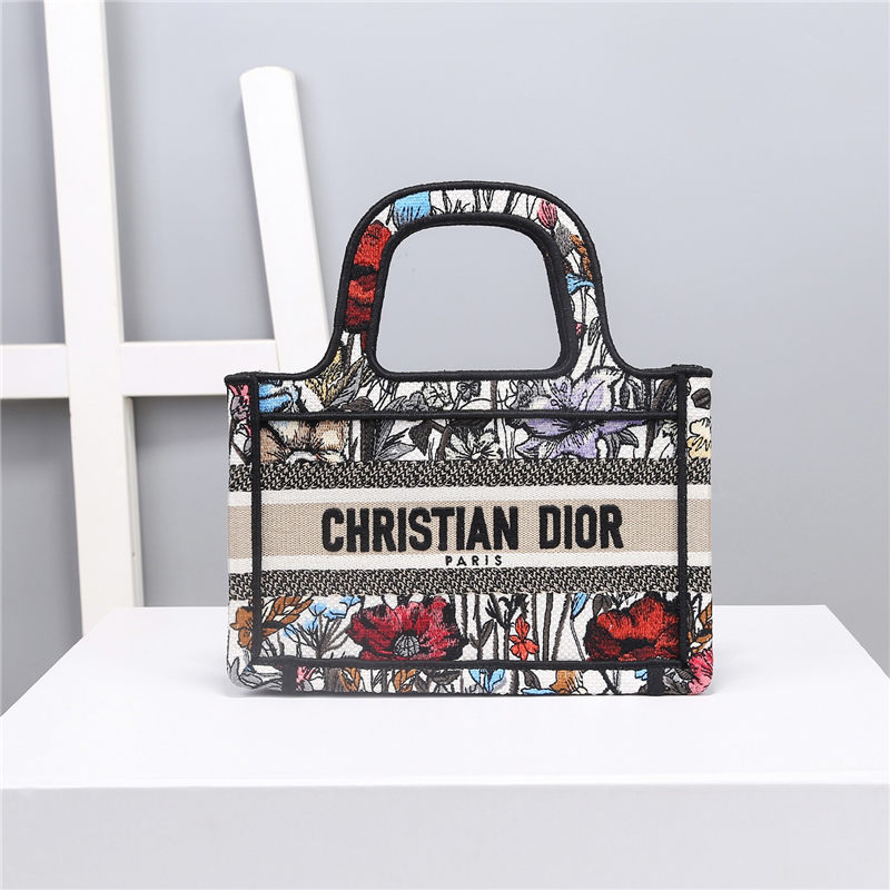 MINI Dior BOOK TOTE Multicolor Mille Fleurs Embroidery High