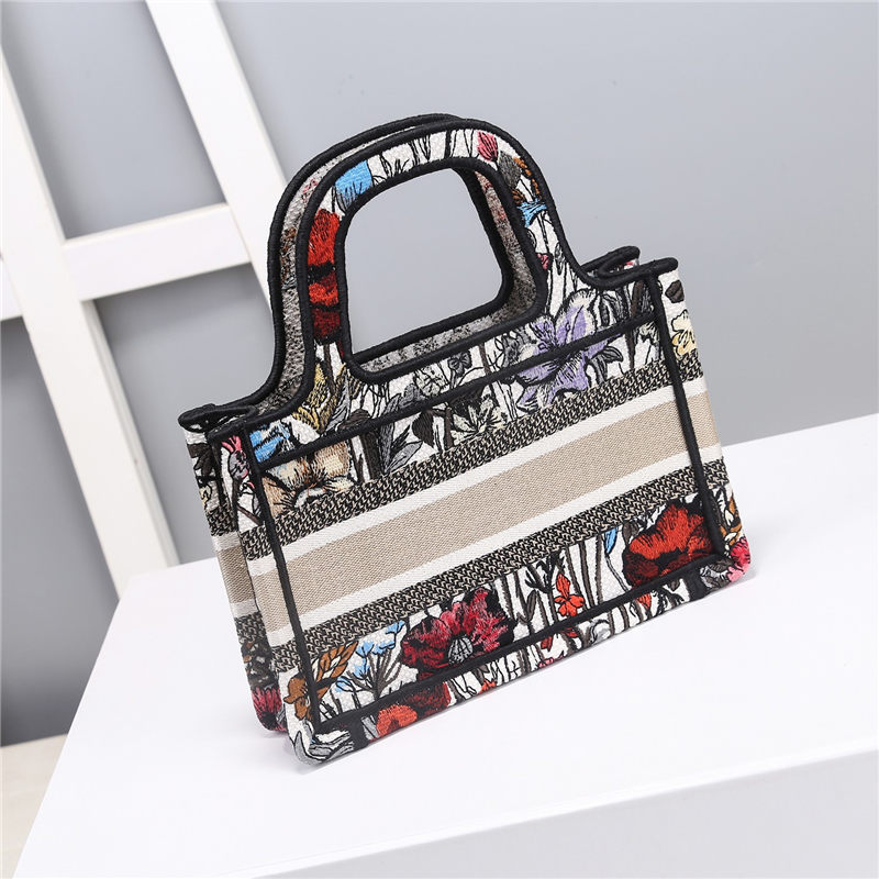 MINI Dior BOOK TOTE Multicolor Mille Fleurs Embroidery High