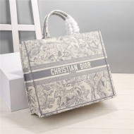 LARGE Dior BOOK TOTE Toile de Jouy Reverse Embroidery Grey High