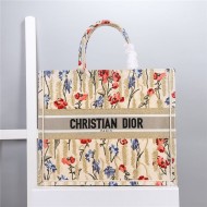 LARGE Dior BOOK TOTE Multicolor Dior Hibiscus Embroidery Beige High