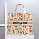 LARGE Dior BOOK TOTE Multicolor Dior Hibiscus Embroidery Beige High