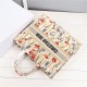 LARGE Dior BOOK TOTE Multicolor Dior Hibiscus Embroidery Beige High