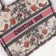 LARGE Dior BOOK TOTE Multicolor Dior Flowers Embroidery High