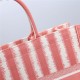 LARGE Dior BOOK TOTE D-Stripes Embroidery Pink High