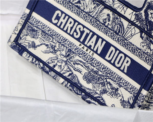 MINI Dior BOOK TOTE Toile de Jouy Embroidery Blue High