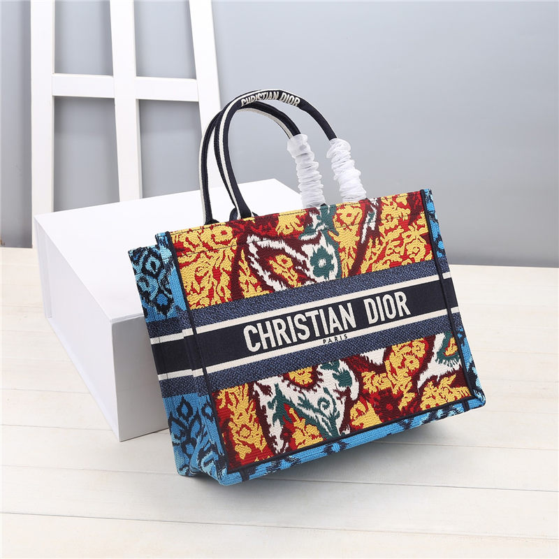 MEDIUM Dior BOOK TOTE Multicolor Dior Paisley Embroidery Blue High