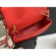 Mini CLASSIC HANDBAG Grained Calfskin Red Gold Metal A