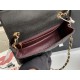 Mini CLASSIC HANDBAG Grained Calfskin Black Inner Burgundy Gold Metal A