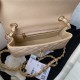 Mini CLASSIC HANDBAG Grained Calfskin Beige Gold Metal A