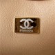 Mini CLASSIC HANDBAG Grained Calfskin Beige Gold Metal A