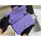 Mini CLASSIC HANDBAG Grained Calfskin Purple Gold Metal A