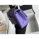 Mini CLASSIC HANDBAG Grained Calfskin Purple Gold Metal A