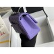 Mini CLASSIC HANDBAG Grained Calfskin Purple Silver Metal A