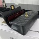 Small CLASSIC HANDBAG Grained Calfskin Gold Metal Black-E A