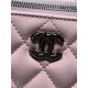 CLUTCH WITH CHAIN AP3593 Shiny Crumpled Calfskin, Strass & Ruthenium-Finish Metal Pink A