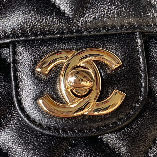 Chanel MINI FLAP BAG With Top Diamond Handle Lambskin & Gold-Tone Metal AS4140 Black A