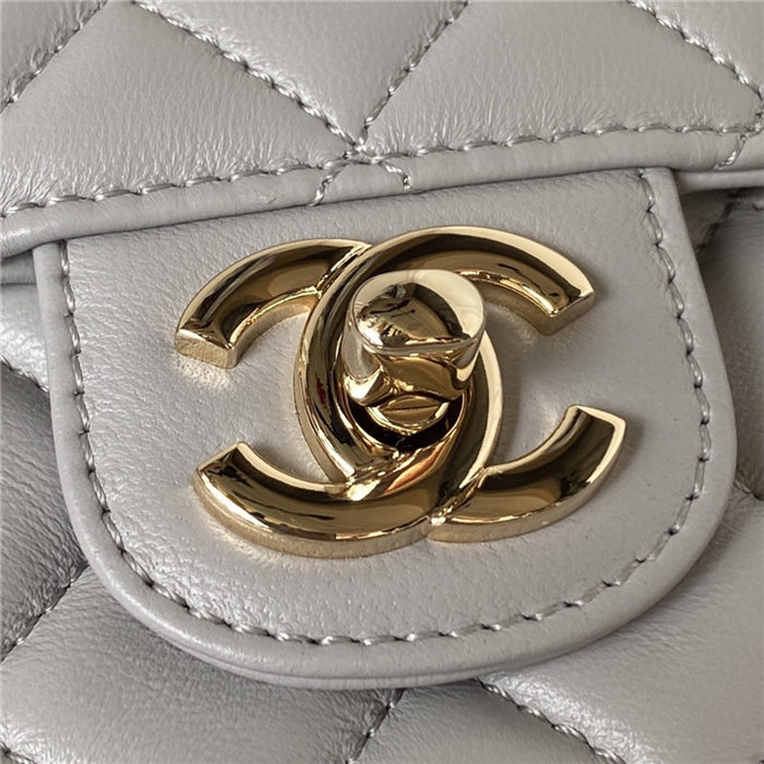 Chanel MINI FLAP BAG With Top Diamond Handle Lambskin & Gold-Tone Metal AS4140 Grey A