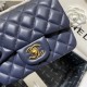 Supermini CLASSIC HANDBAG Lambskin Gold Navy Blue B