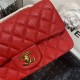 Mini CLASSIC HANDBAG Grained Calfskin Red Gold Metal B