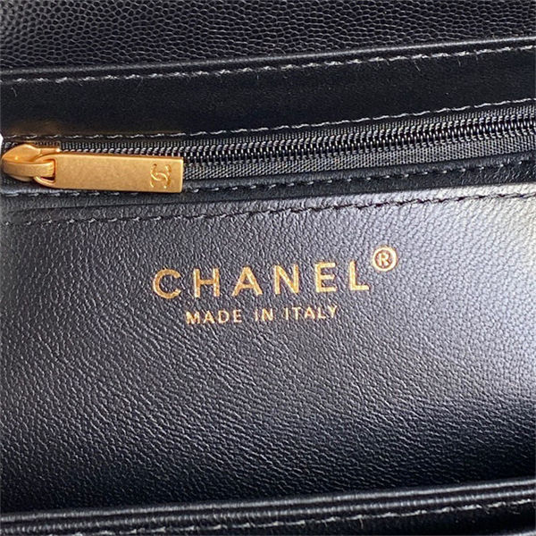 Chanel SMALL FLAP BAG WITH TOP HANDLE AS5166 Grained Calfskin Black High