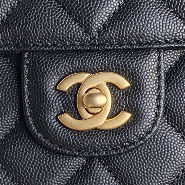 Chanel SMALL FLAP BAG WITH TOP HANDLE AS5166 Grained Calfskin Black High