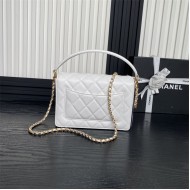 Chanel SMALL FLAP BAG WITH TOP HANDLE AS5166 Grained Calfskin White High