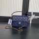 Chanel SMALL FLAP BAG WITH TOP HANDLE AS5166 Grained Calfskin Blue High