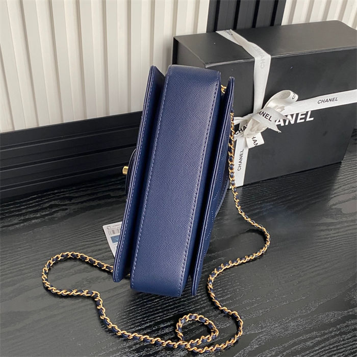 Chanel SMALL FLAP BAG WITH TOP HANDLE AS5166 Grained Calfskin Blue High