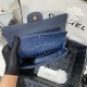 Medium CLASSIC HANDBAG Grained Calfskin Blue Silver Metal B