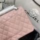 Medium CLASSIC HANDBAG Grained Calfskin Pink Silver Metal B