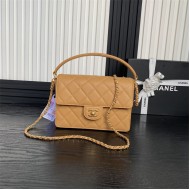 Chanel SMALL FLAP BAG WITH TOP HANDLE AS5166 Grained Calfskin Camel High