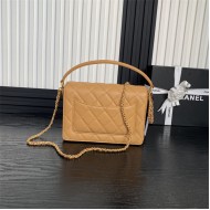 Chanel SMALL FLAP BAG WITH TOP HANDLE AS5166 Grained Calfskin Camel High