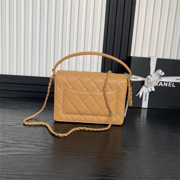 Chanel SMALL FLAP BAG WITH TOP HANDLE AS5166 Grained Calfskin Camel High