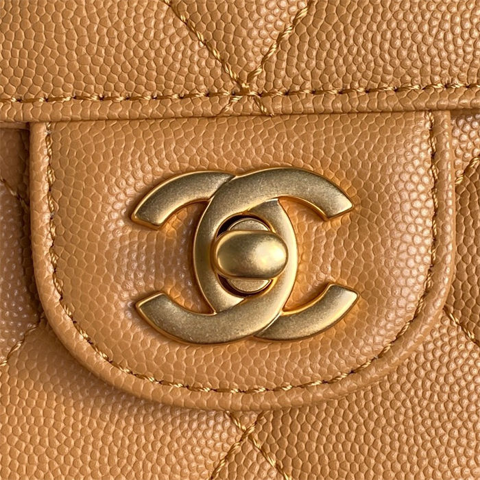 Chanel SMALL FLAP BAG WITH TOP HANDLE AS5166 Grained Calfskin Camel High