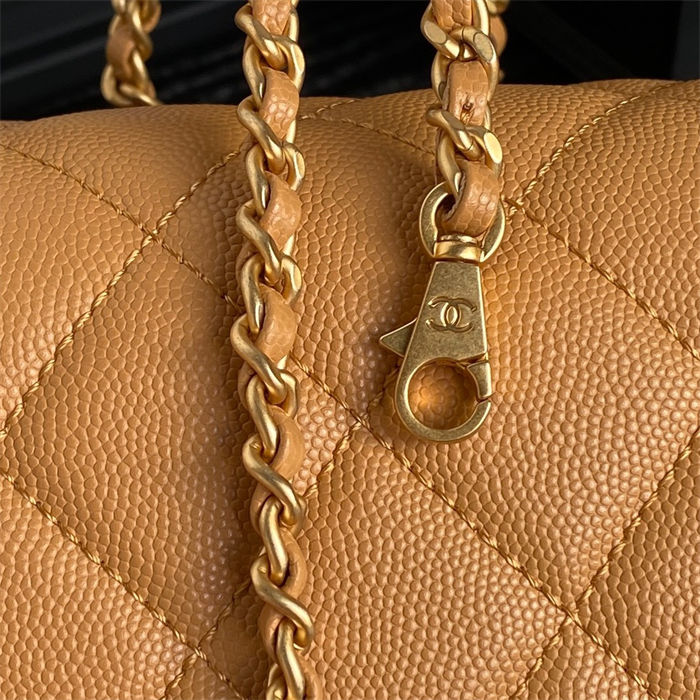 Chanel SMALL FLAP BAG WITH TOP HANDLE AS5166 Grained Calfskin Camel High