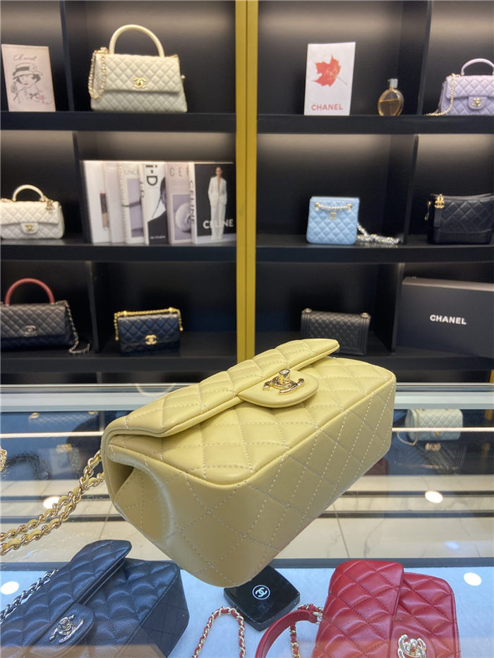 MINI FLAP BAG WITH TOP HANDLE AS2431 Lambskin & Gold-Tone Metal High