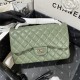 Large CLASSIC HANDBAG Lambskin Silver Metal Green B