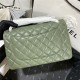 Large CLASSIC HANDBAG Lambskin Silver Metal Green B