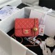 Supermini FLAP BAG Lambskin Gold-Metal AS1786 Red A