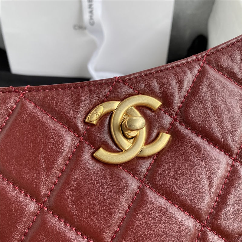 Shopping Bag Calfskin Crystal Pearls & Gold-Tone Metal Burgundy A (OUT OF STOCK)