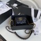 Chanel 19 Flap Coin Purse with Chain Shiny Goatskin Gold Silver Ruthenium-Finish Metal Black A